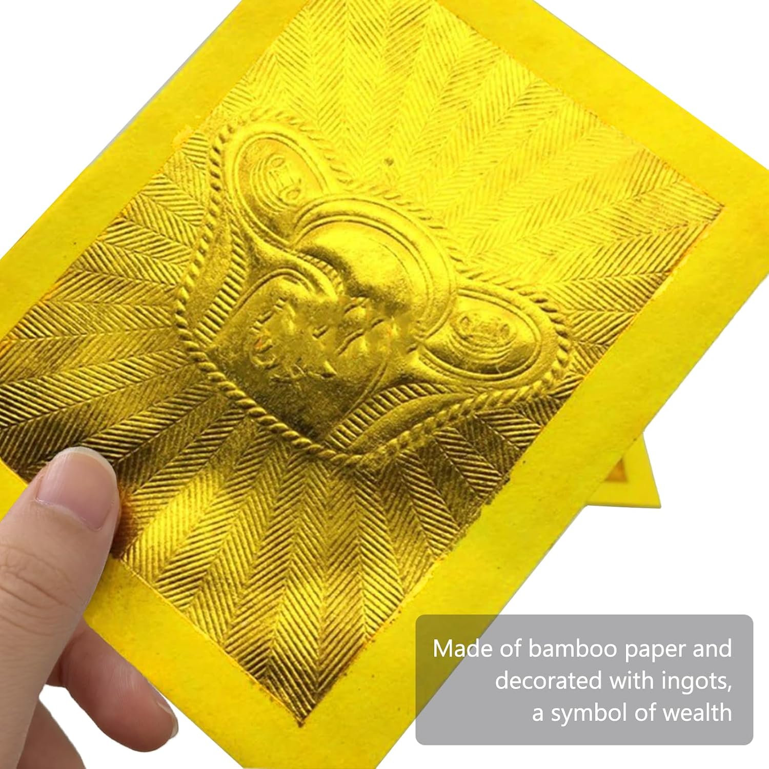 Chinese Joss Paper - Gold Foil Joss Paper for Qingming Festival, Funerals & Ancestor Birthdays, 5" W x 4" H, Pack of 1000 Sheets
