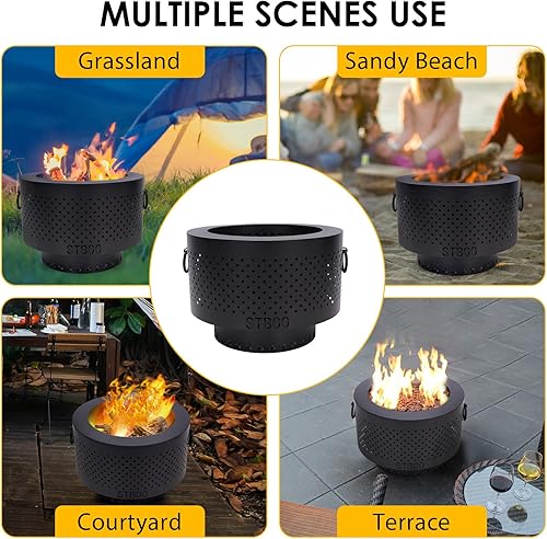 Miniatura 7 de STBoo Fogatas sin humo de 13 pulgadas para exteriores con bolsa de almacenamiento portátil, estufa de campamento sin humo, chimenea al aire libre de