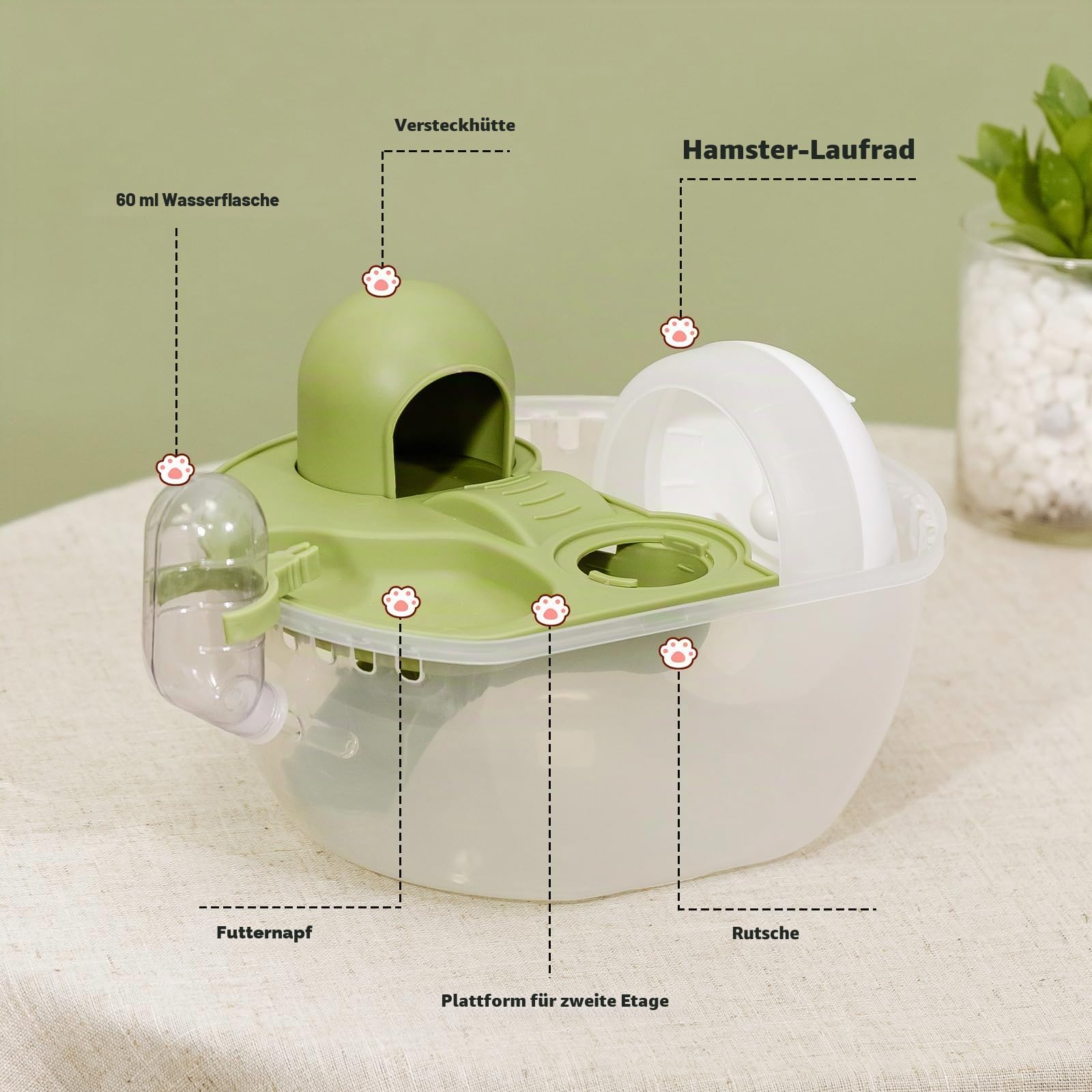 Nobleza - Kleintier-Transportkäfig, tragbarer Hamster-Transportkäfig, Transportbehälter für Kaninchen, Lüftungsschlitze, bequemer Griff (L27*B20,5*H17CM)