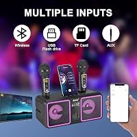 ALPOWL AL001 Karaoke Gép 2 Vezeték Nélküli UHF Mikrofonnal - Hordozható Bluetooth Hangszóró LED Fényekkel Otthoni Partikhoz, Esküvőkre 3