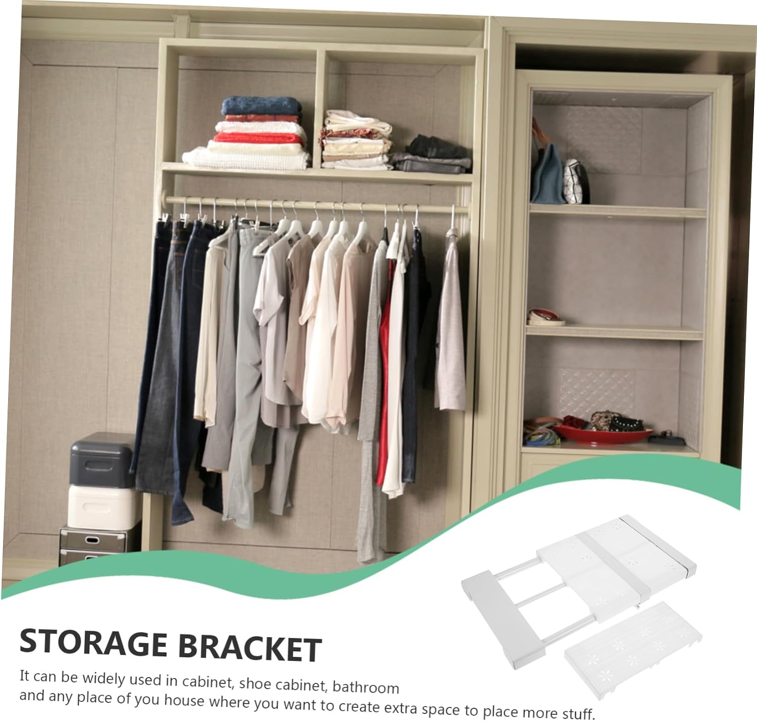 Telescopic Closet Storage Rack Tension Shelf Organizer Wall Mount Shelves