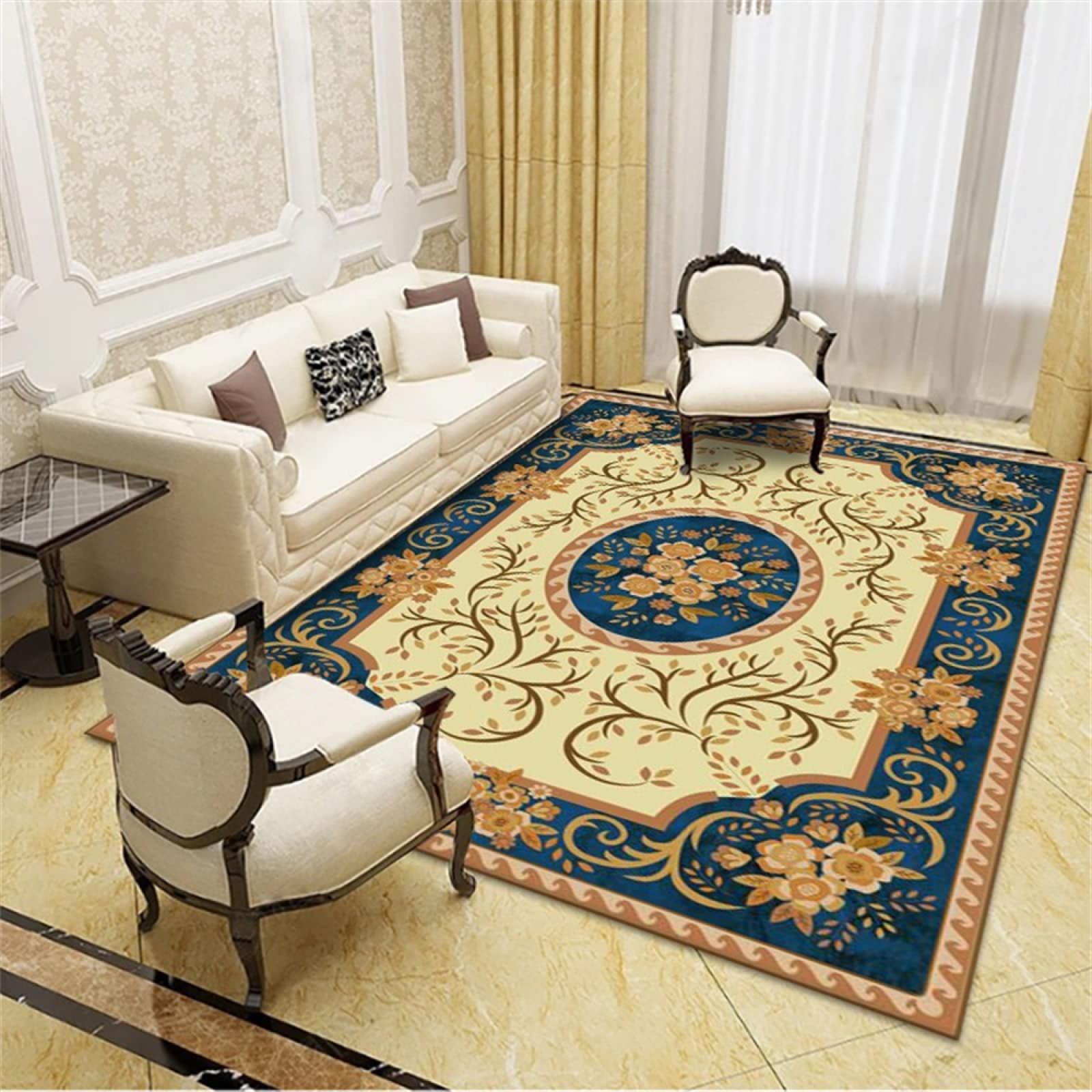 Tapis de chambre enfant bleu 130x190 lavable pour espace de jeu