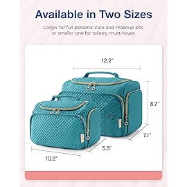 BAGSMART Travel Toiletry Bag, Large Wide-open Travel Bag for Toiletries, Makeup Cosmetic Travel Bag with Handle, Blue-Large
