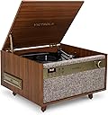 Victrola Century 6-in-1 Vinyl Record Player & Music Center – 3-Speed Turntable, CD & Cassette Player, VINYLSTREAM, Bluetooth & 3.5mm Aux, Record Player with Speakers, Mid Century Design (Walnut)