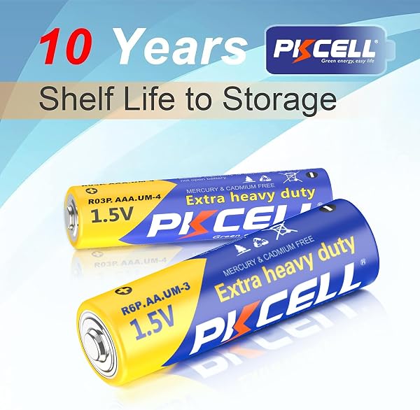 AA Batteries, 1.5 V Carbon Batteries, R6P, 12 Pieces + AAA Batteries, 1.5 V Carbon Batteries, R03P, 12 Pieces, PKCELL - 3