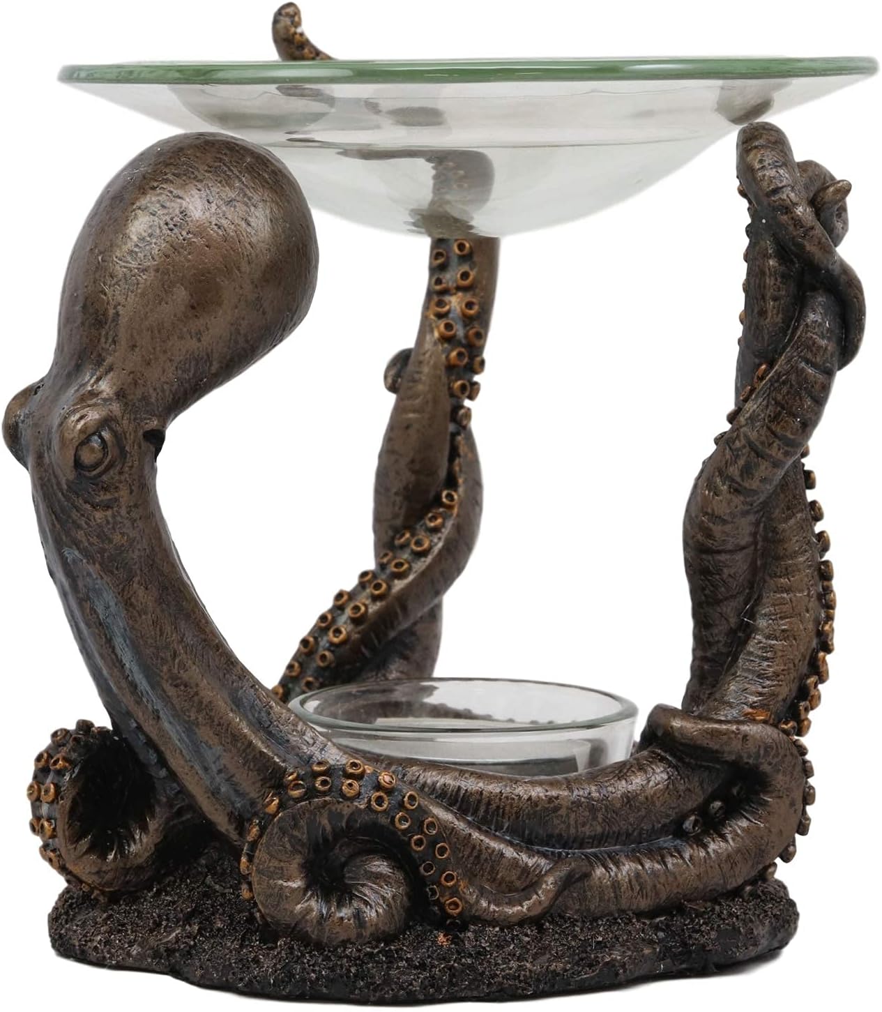 Ebros Nautical Ocean Marine Octopus Head and Arms Tentacles Oil Warmer Or Wax Tart Burner Aroma Scent Diffuser Tea Light Candle Holder Statue Sea Kraken Giant Octopuses Themed Decorative Figurine