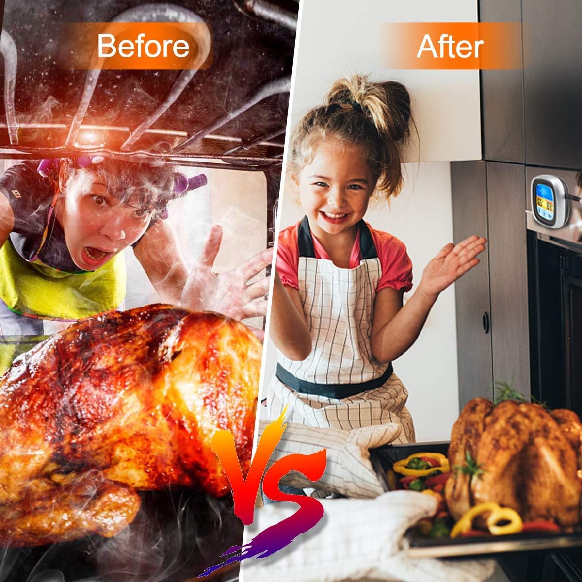 review Berytta Meat Thermometer,Digital Touchscreen Cooking Food Thermometer with LCD Backlight and Timer,One Probe Instant Read for Poultry Fish in Grill, Smoker, BBQ Kitchen Oven, Silver Digital