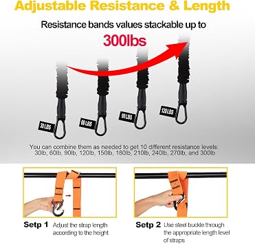 WELSPO Pull-Up Assist Bands, 4 Levels (30-120lb), w/Handle & Anchor
