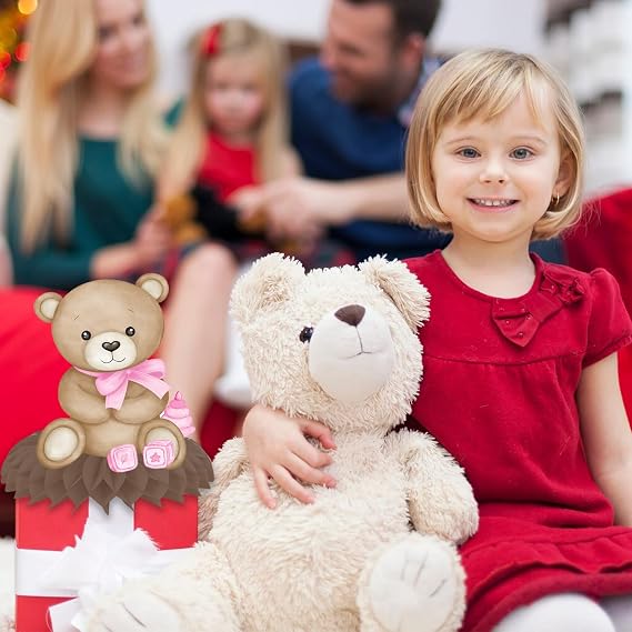 Bear Honeycomb Centerpieces Bear Baby Shower Decorations 11PCS Teddy Bear Table Centerpieces We Can Bearly Wait Baby Shower Decorations Pink Bear Theme Birthday Gender Reveal Party Supplies