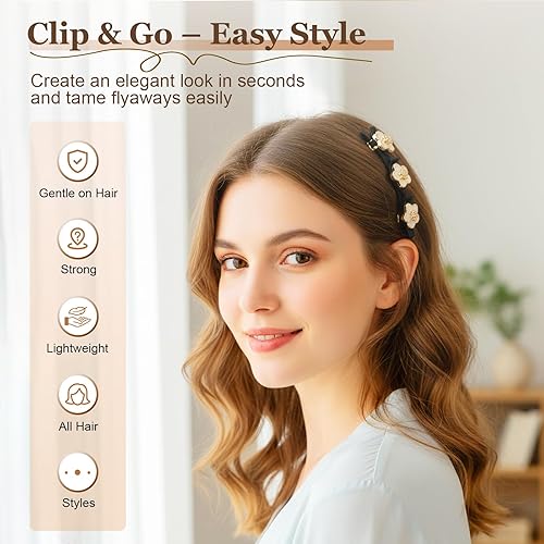 Miniatura 4 de Sparkling Crystal Stone Braided Hair Clips for Women, Elegant Floral Pearl Hair Claws for Wedding Party Daily Use (A)