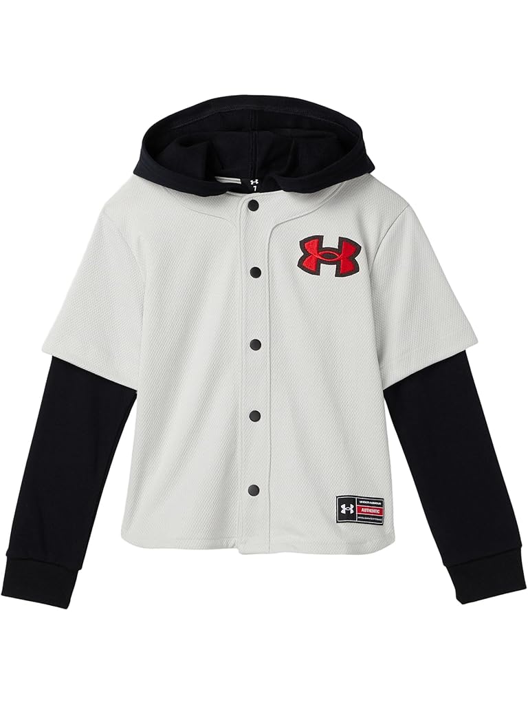 Red Under Armour Hooded Baseball Jersey (Little Kid)