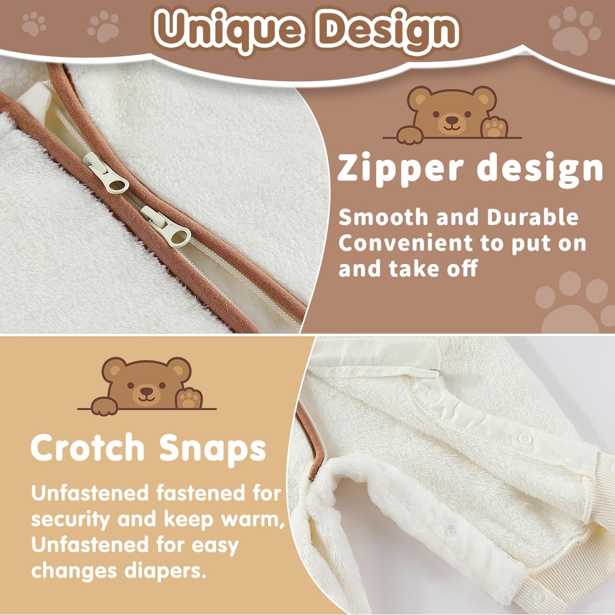 Fairy Baby Newborn Baby Bear Outfit Suit Thin Fleece Jumpsuit Romper Hooded Winter Clothes Snowsuit Coat Infant Girls Boys - Image 4