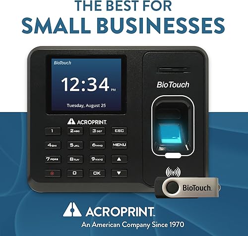 Miniatura 6 de Acroprint BioTouch - Reloj automático biométrico automático de tiempo de proximidad (sin tarifa mensual)