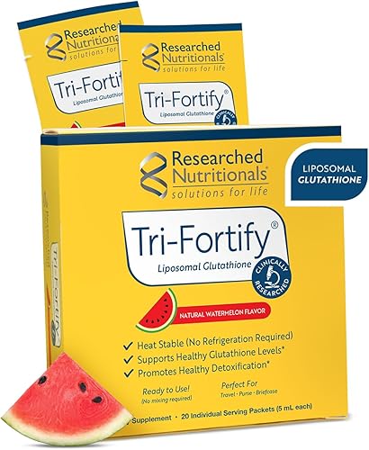 Researched Nutritionals Glutatión liposomal (450 mg) Gel líquido + vitamina C  Tri-Fortify  Ayuda a la energía natural, apoyo inmunológico y