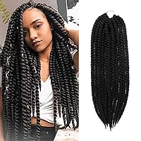 Vista 39 de AU-THEN-TIC Jumbo Senegalese Twist Crochet Hair, 12 pulgadas, paquete de 6, extensiones sintéticas para estilos Habana y Mambo Twist, (azul)