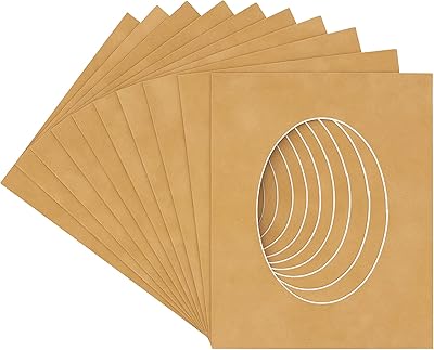 CountryArtHouse Beige Suede Acid Free 11x14 Oval Picture Frame Mat with White Core Bevel Cut for 9x11 Pictures - Fits 11x14 Frame - Pack of 1 Matboard
