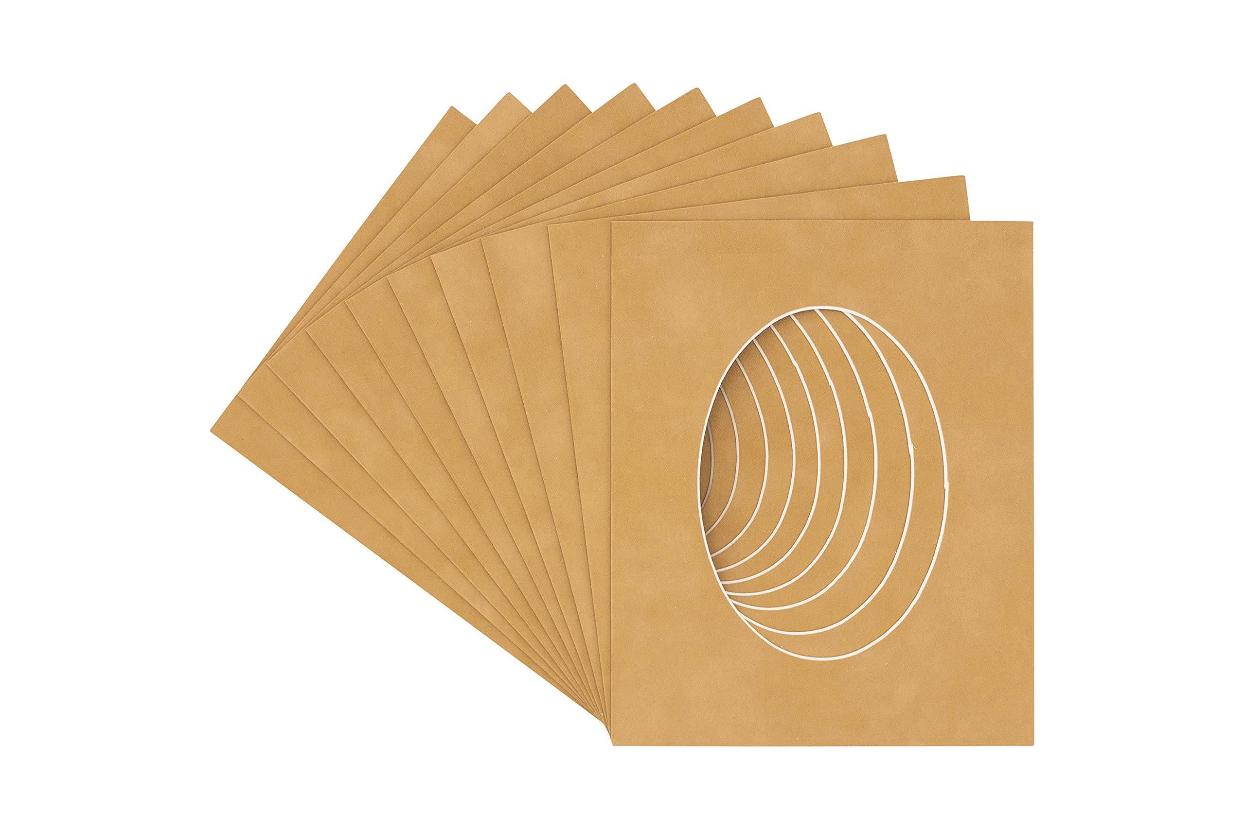 CountryArtHouse Beige Suede Acid Free 11x14 Oval Picture Frame Mat with White Core Bevel Cut for 8x11 Pictures - Fits 11x14 Frame - Pack of 25 Matboards