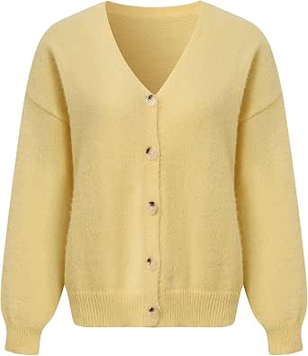 LALABEE Women's Soft V-Neck Button-Down Cardigan – Lightweight Knit, Long Sleeve, Stretchy & Versatile