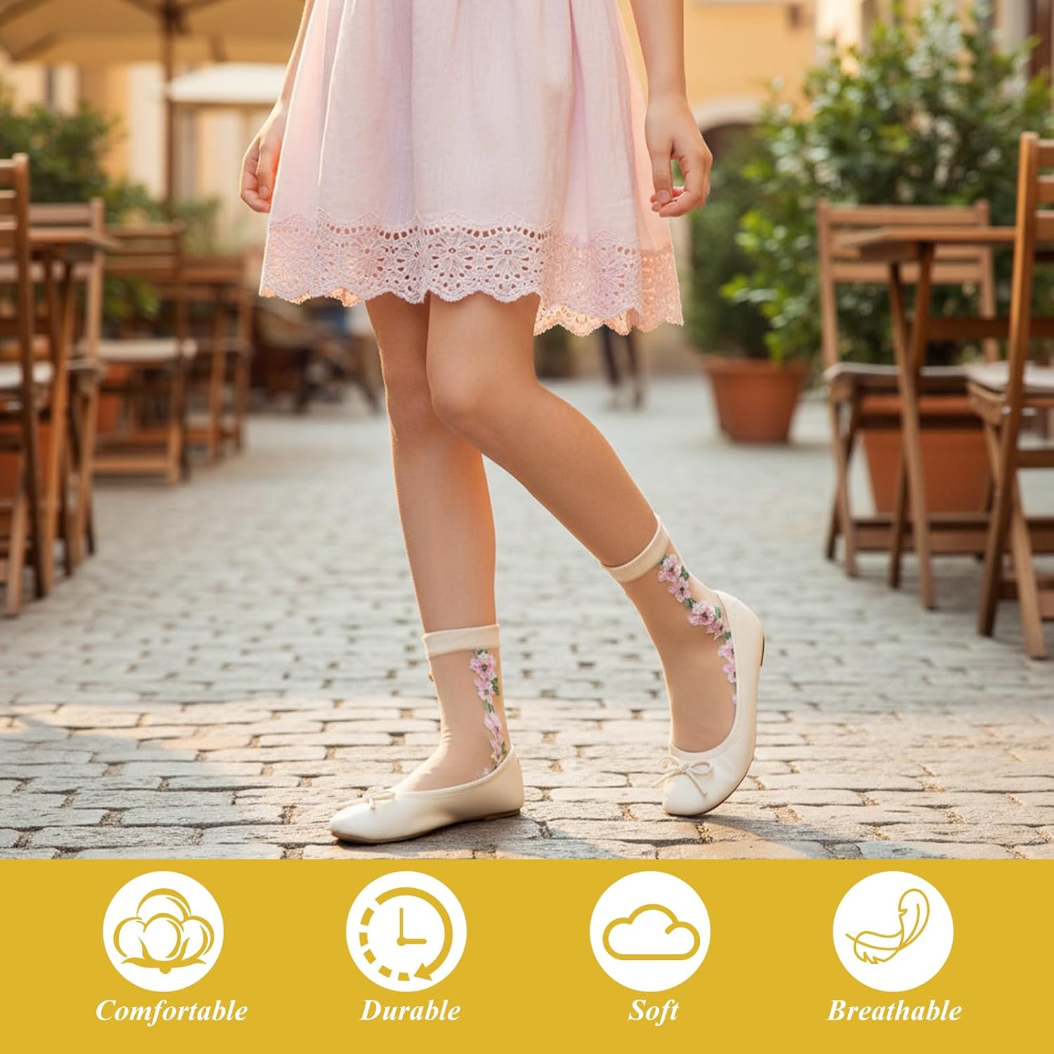 Xthrotsenk 10Pairs Lace Flower Socks See Through Socks Women Floral Sheer Mesh Sock Summer Sheer Ankle Sock with Designs for Women and Girls