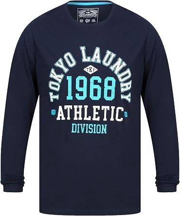 Tokyo Laundry Men's Vintage Retro Graphic Print Cotton Jersey Long Sleeve Top