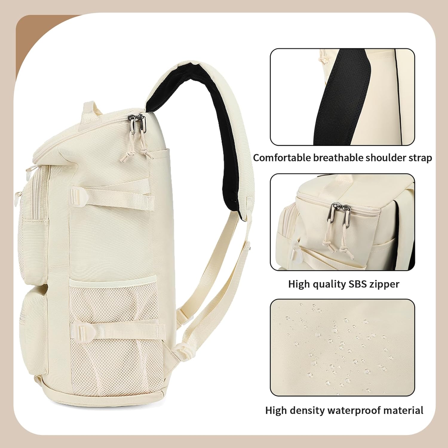 Solid color gym duffel bag backpack, wrestling bag,with shoe compartment, 4 kinds of back method waterproof travel sports walking laptop Lightweight（B-Sea Salt White） - Image 9