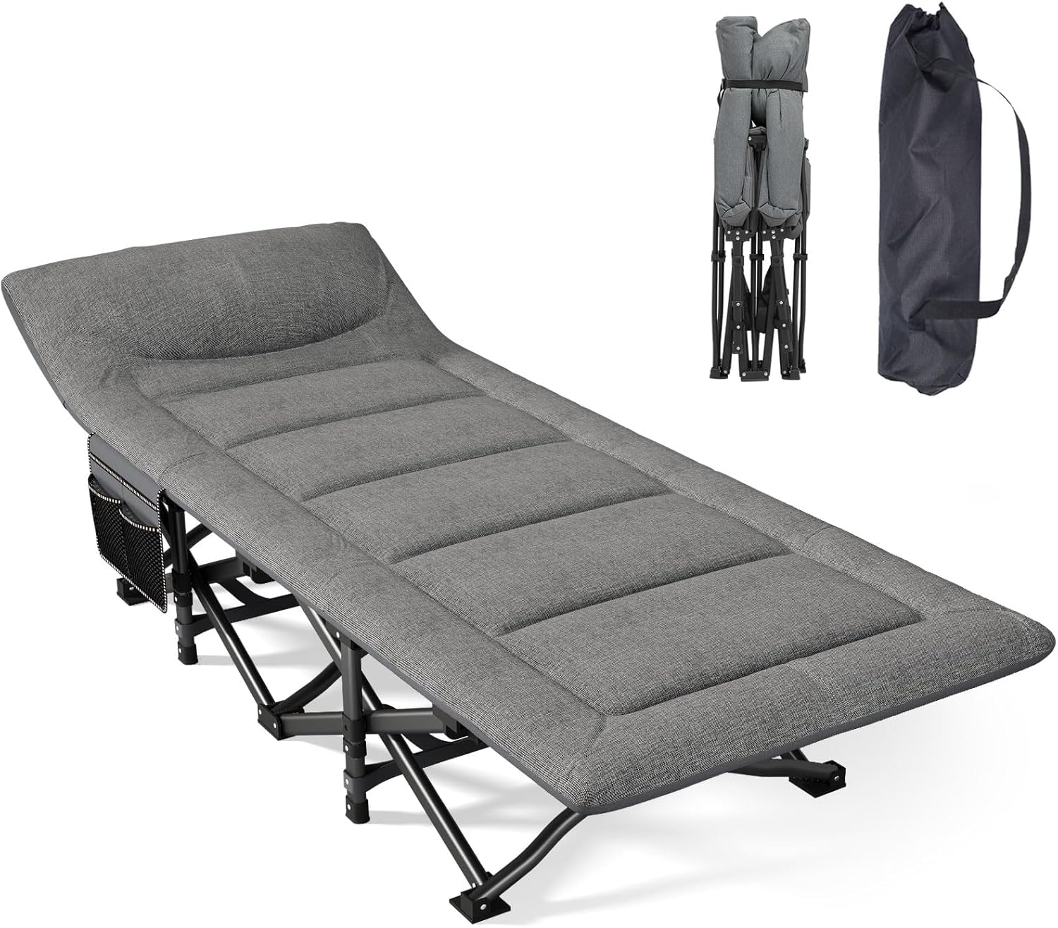 Spalivivre Camp Bed with Mattress, Folding Camping Cot for Adults 450LBS