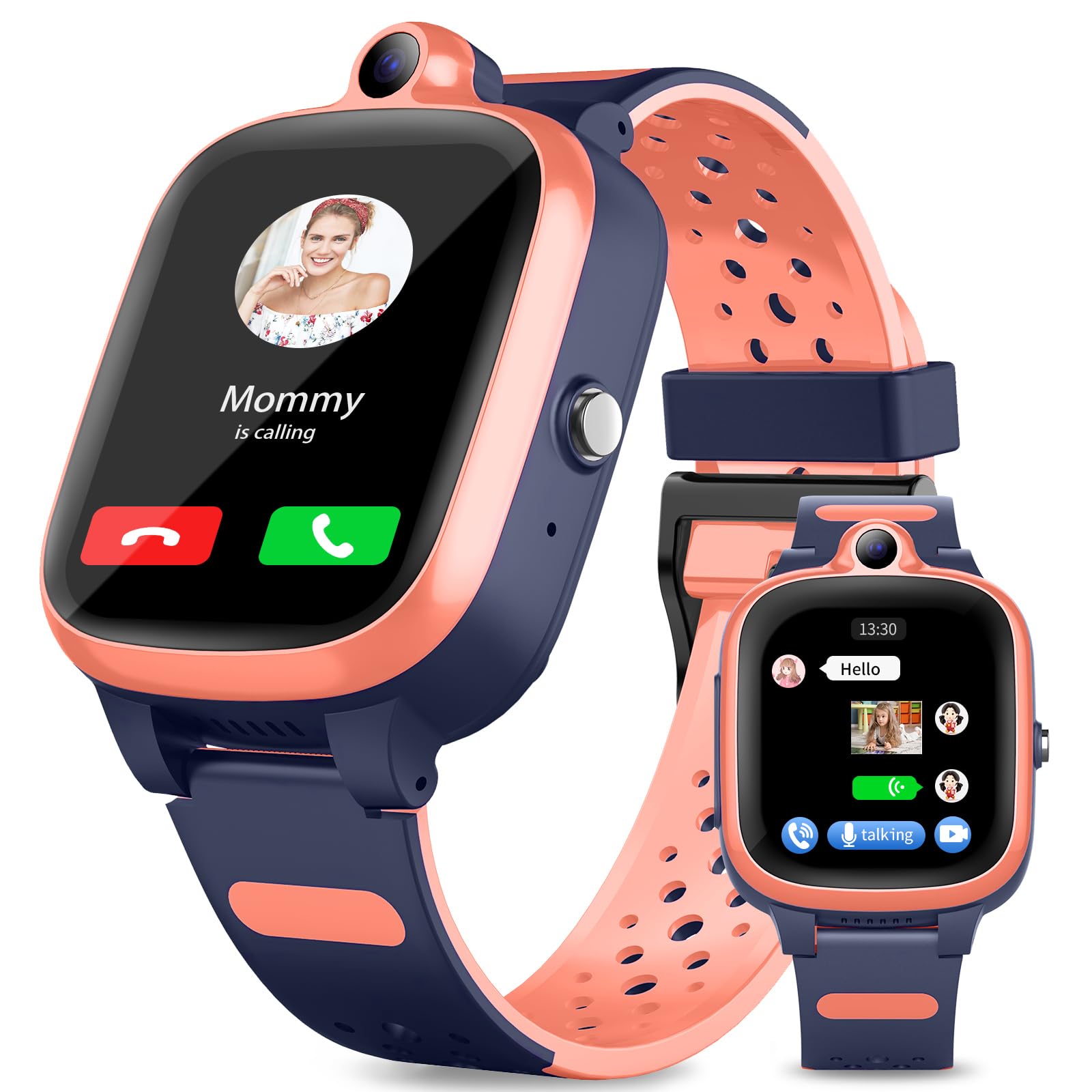 Reloj Inteligente 4G para Niños, GPS, Teléfono, WiFi y Bluetooth, Ubicación en Tiempo Real, Videollamadas y Mensajes, Podómetro, Geocerca, SOS, Reloj GPS Anti-Pérdida para Niños,Rosa