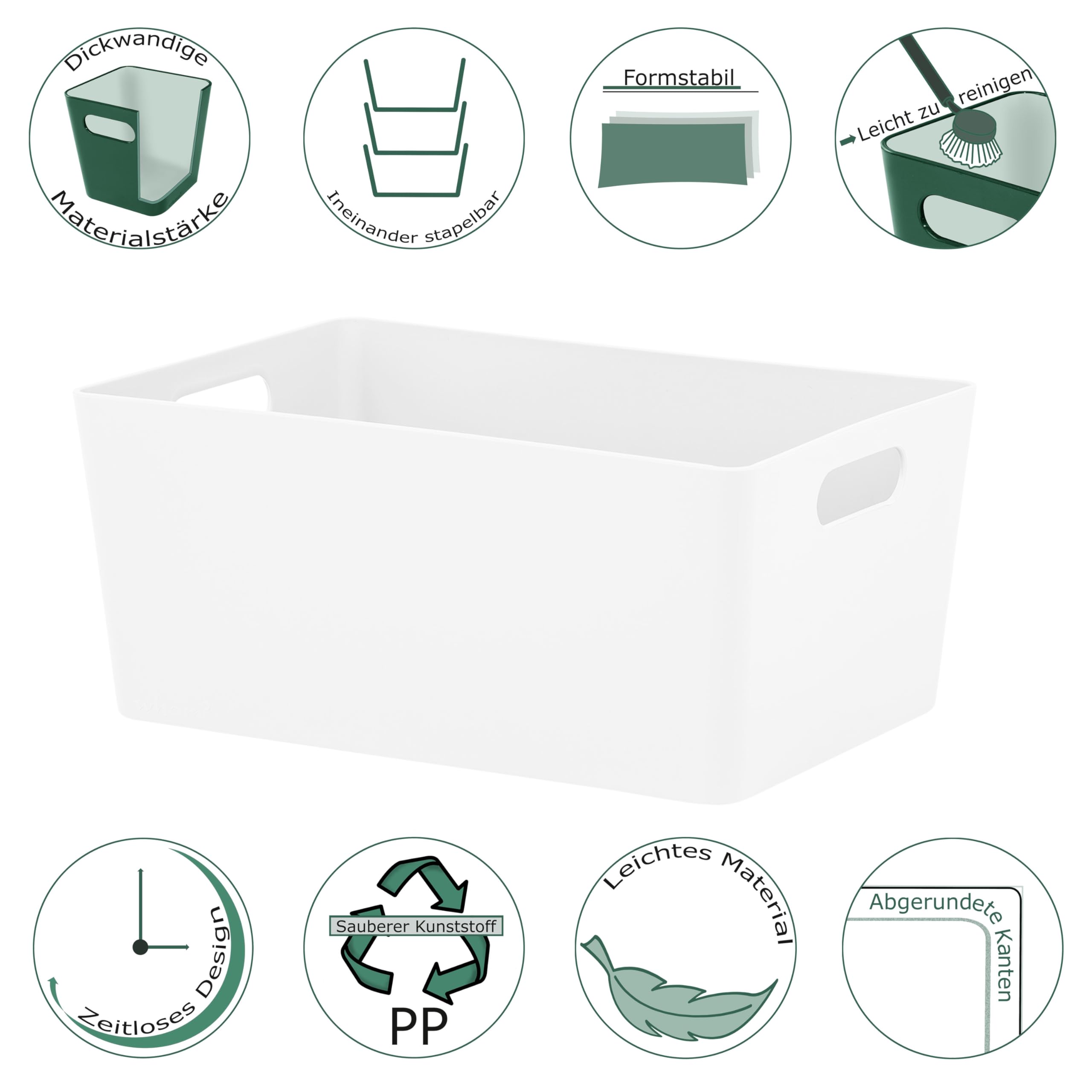3er-Set Organizerboxen Grau - 1x 2 Liter + 2x 770 Ml, Aus PP, Stapelbar Mit Griff