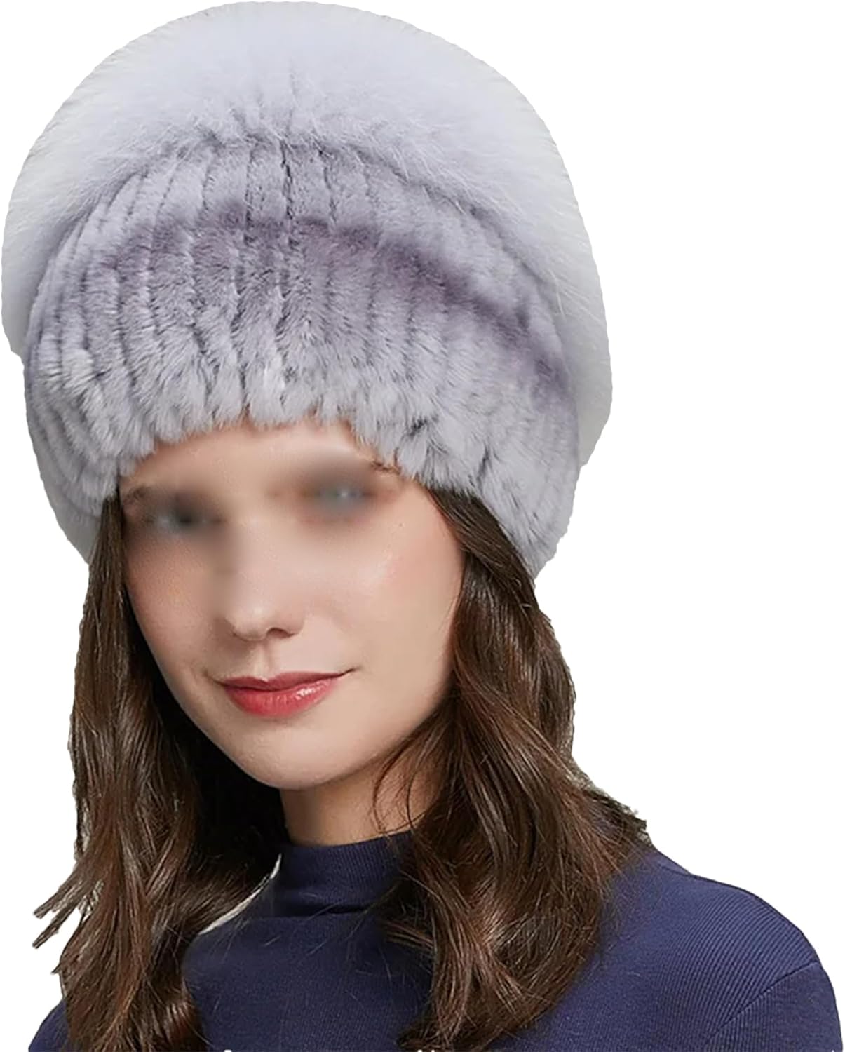 Women's Winter Fur Knitted Beanie Hat with Pompom Cold Weather Russian Cossack Ski Snow Caps Warm Slouchy Skull Caps