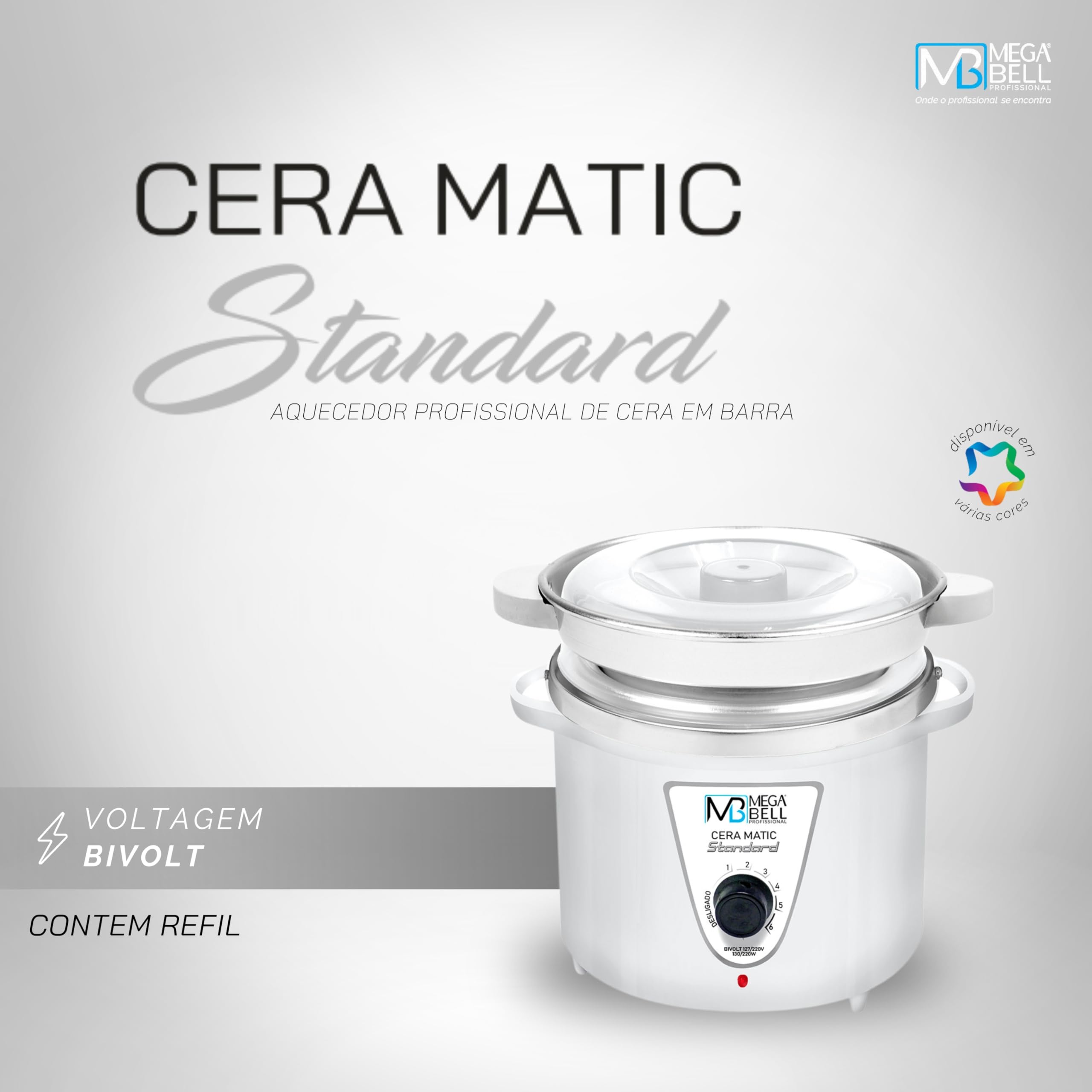 Mega Bell, Panela aquecedora de cera para depilação, Bivolt, 900g