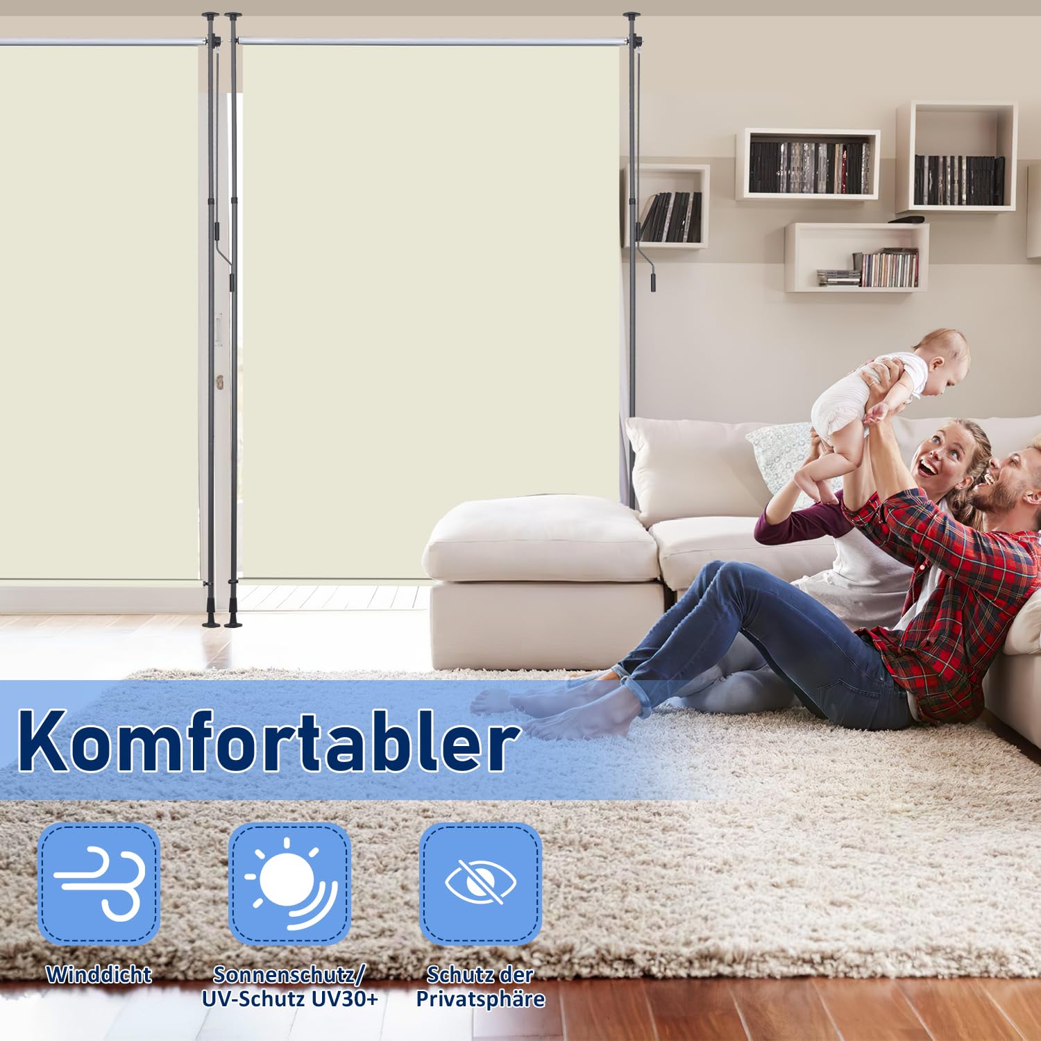 KESSER® Klemmmarkise Senkrechtmarkise 100x310cm Au Produktbild-Vorschau 6