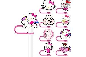 8Pcs Kid's Cartoon Straw Covers Cap