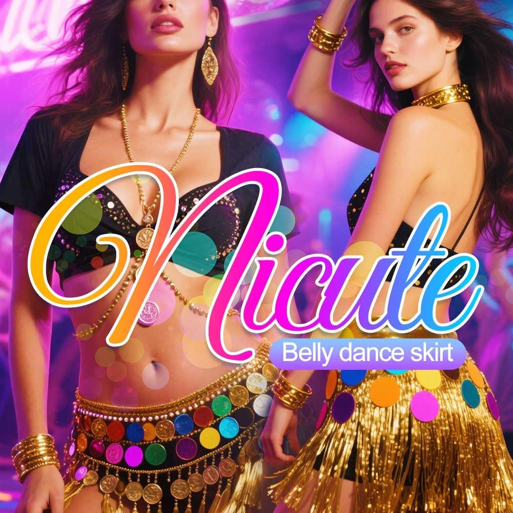 Nicute Sequin Skirt Sparkly Belly Dance Skirt Mermaid Costume for Women - Image 6