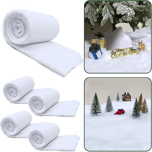 TURNMEON Paquete de 4 mantas de nieve de Navidad de 10 pies x 15 pulgadas, decoraciones de Navidad, exhibiciones de aldea, cubierta de nieve