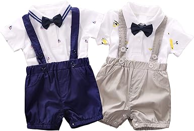 IURNXB Baby,Clothing,Baby Boys 0-24m,Bodysuits & One-Pieces,Rompers IURNXB 2-Piece Newborn Baby Boys Gentleman Outfits Suits Infant Short Sleeve Shirt+Bib Pants+Bow Tie Overalls Clothes Set