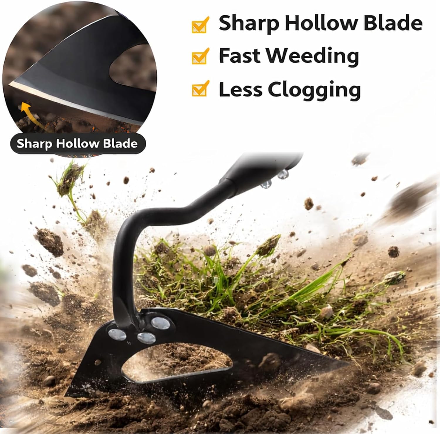 Garden Hoe Weeding Tool - Heavy Duty Push Pull Dutch Hoes for Gardening,Sharp Hollow Blade,42" Adjustable Handle, Hand Weeder Removal Tool for Vegetable Gardens, Flower Beds, Lawn & Yard