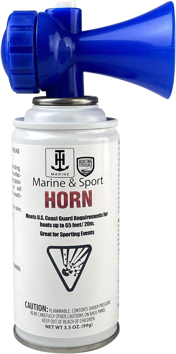 T-H Marine 3.5oz Marine & Sport Air Horn – USCG Approved Sound Signaling Device for Boats up to 65 Feet – Compact Push-Button Safety Horn for Marine Use, Sporting Events, Emergency Alerts