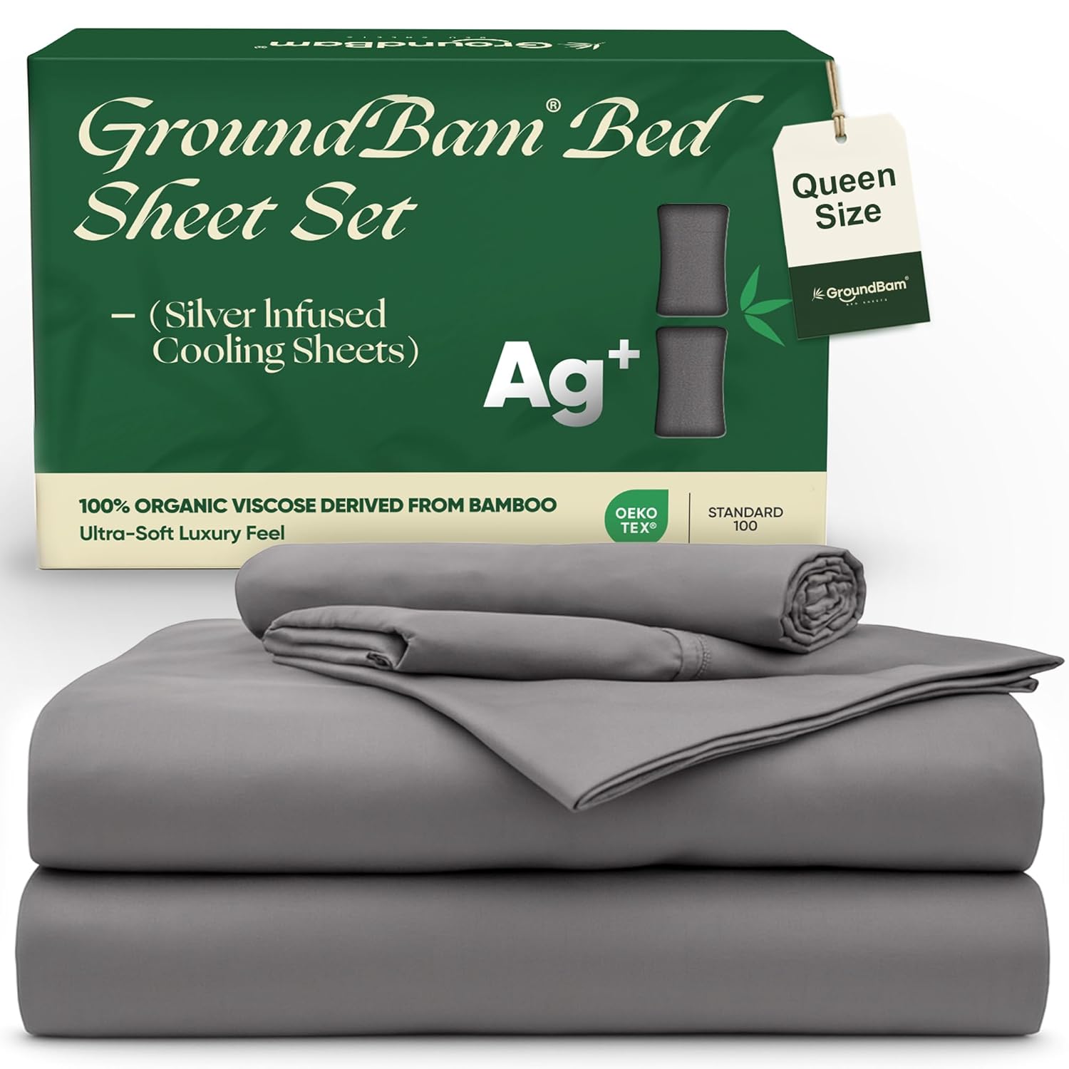 Silver Infused Bed Sheets Set Temperature-Regulating Fabric with Self-Cleaning Technology for 3X Freshness Sleep Genuine 100 Organic Viscose