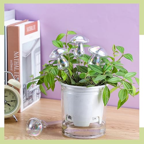 Miniatura 6 de meekoo 10 globos de riego de plantas de vidrio para riego automático al aire libre, dispositivo de inserción de maceta con degradado de arco iris de