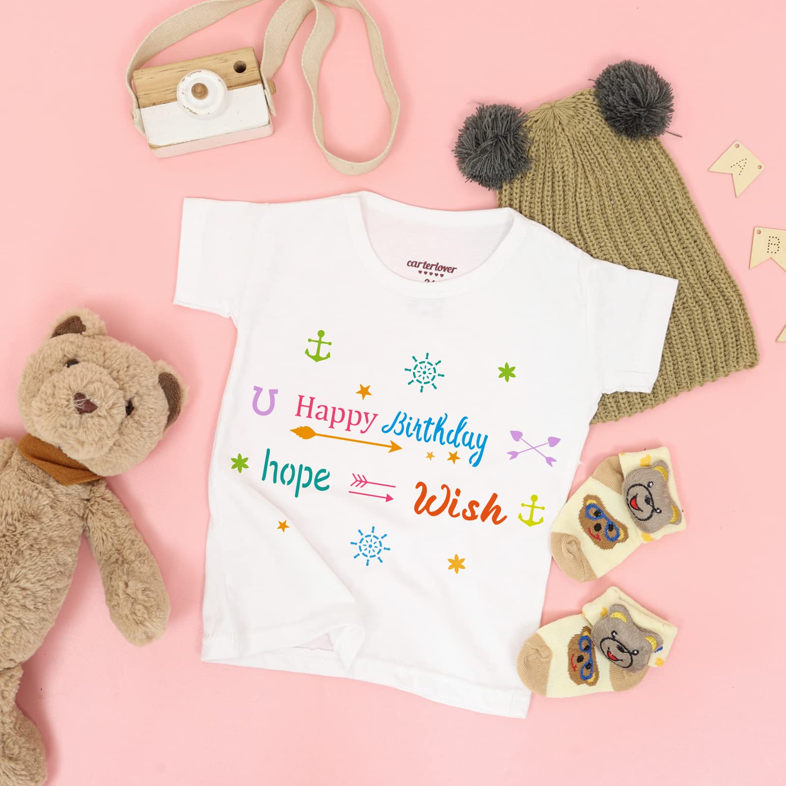 FINGERINSPIRE 4pcs Word Stencils 11.6x8.3 inch Inspirational Word Stencil for Painting Stencils with Text: Happy Birthay, Love, Imagine Life, Grateful Blessed Painting on Wood, Floor, Wall, Fabric - Image 7