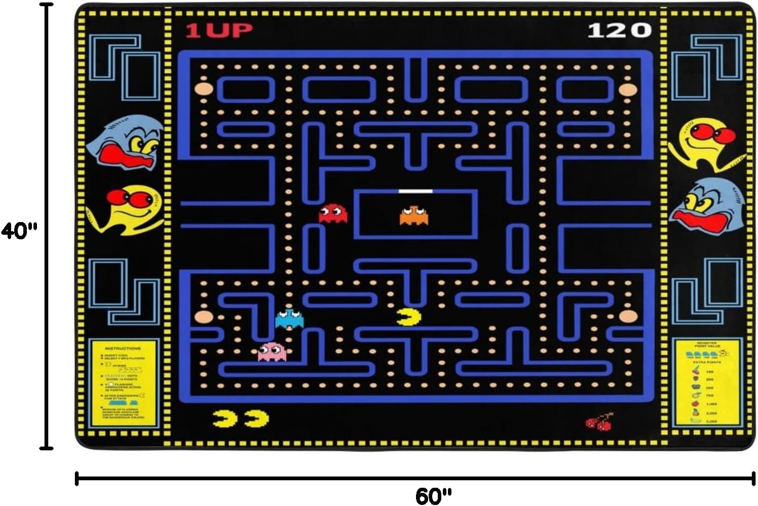 Classic Arcade Games Rug Retro 90s Arcade Theater Style Popular Game Room Area Rug for Living Room Playroom Home Decor Carpet Modern Fun Rug 3'4" x 5'