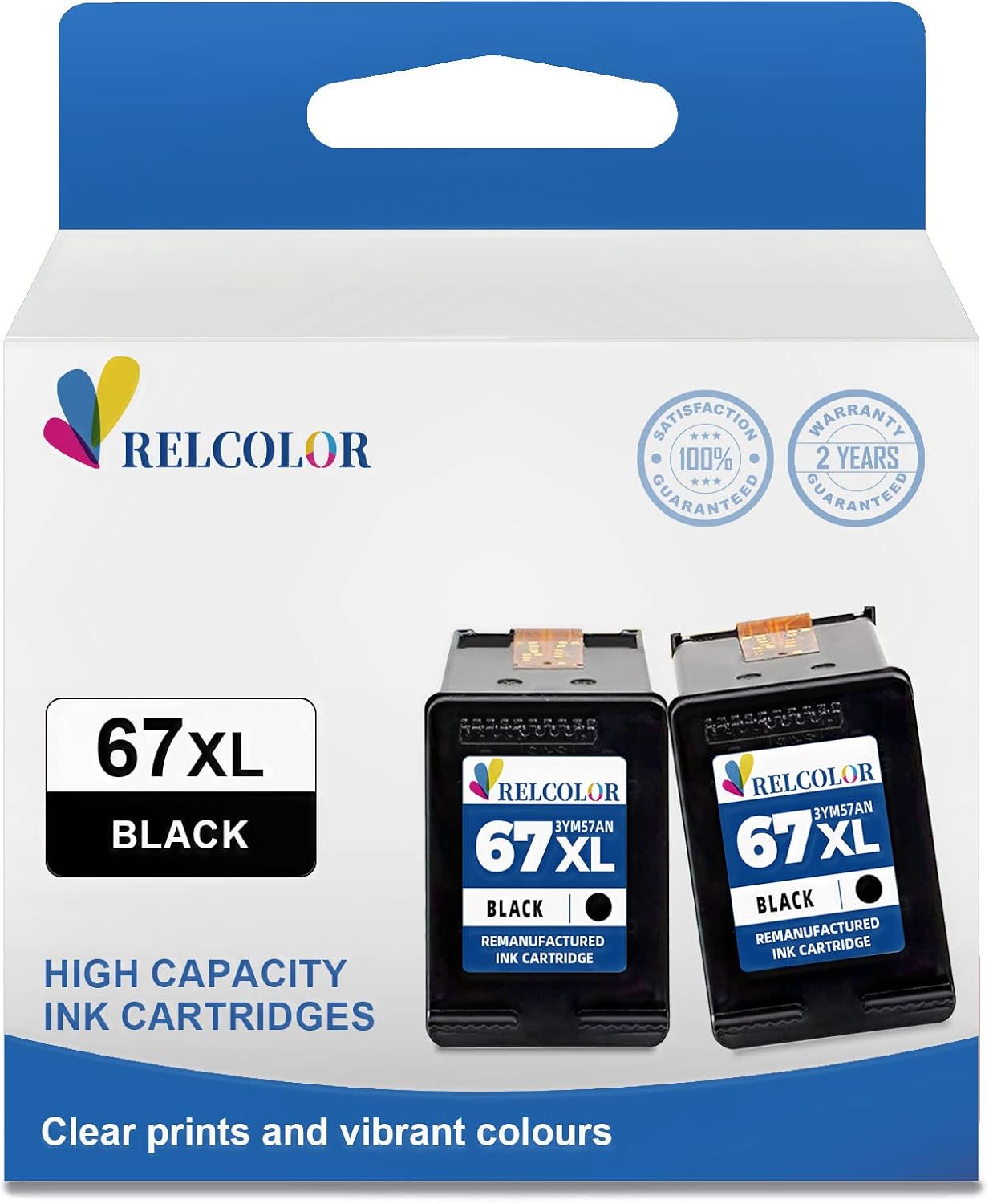 Relcolor 67XL HP67 Cartridge for HP Ink 67 XL Black Combo