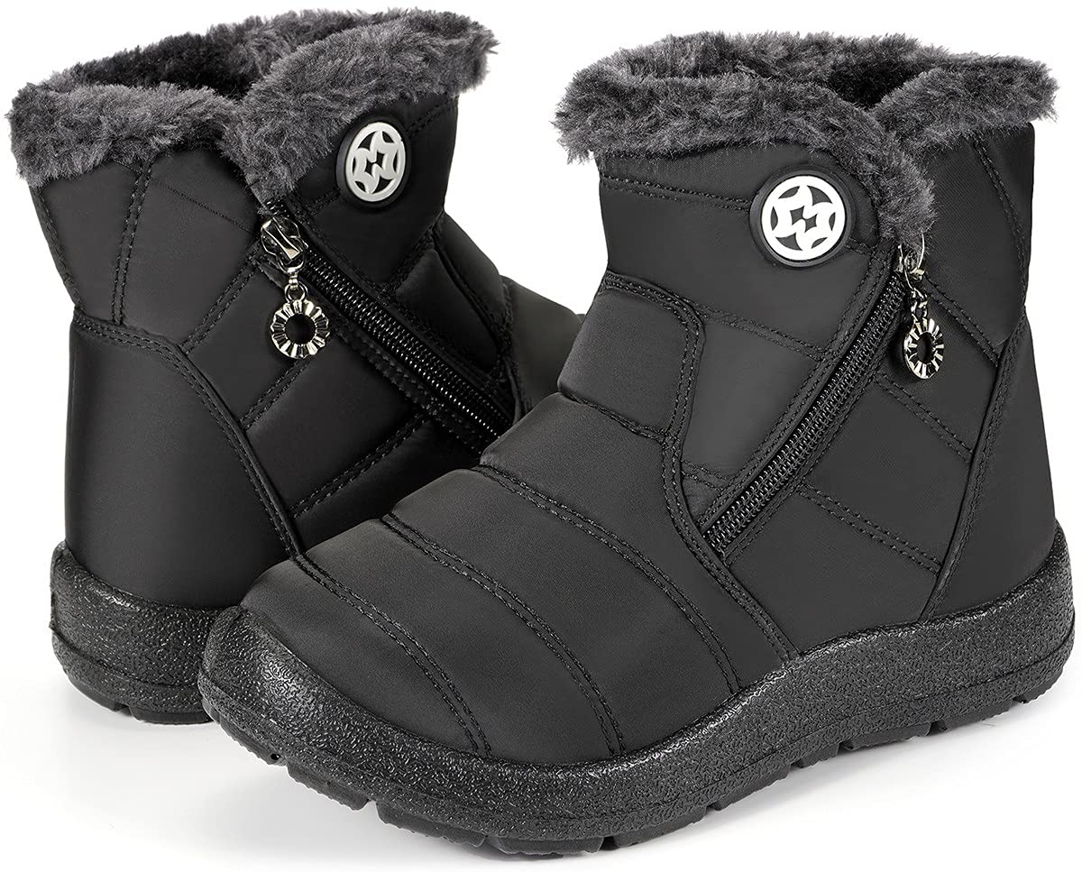 Enfant Bottes D'Hiver Fille Garçon Bottes de Neige Doublure Chaud Fourrure Bottes et bottines Souples Antidérapant
