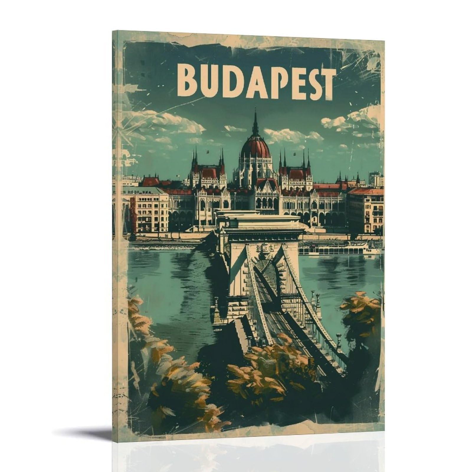 WHOUHJYE Budapest 02 Poster Wall Art Canvas Vintage Aesthetic Painting Decor for Rooms 24x36inch Frame-style