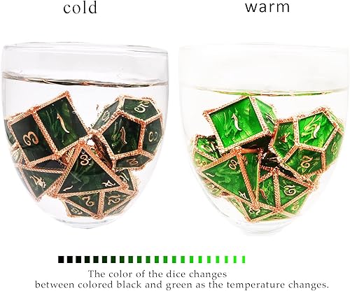 Miniatura 3 de Juego de dados de metal que cambian de color, dados para DND, dados para juegos de rol para Dungeons and Dragons (de negro a verde)