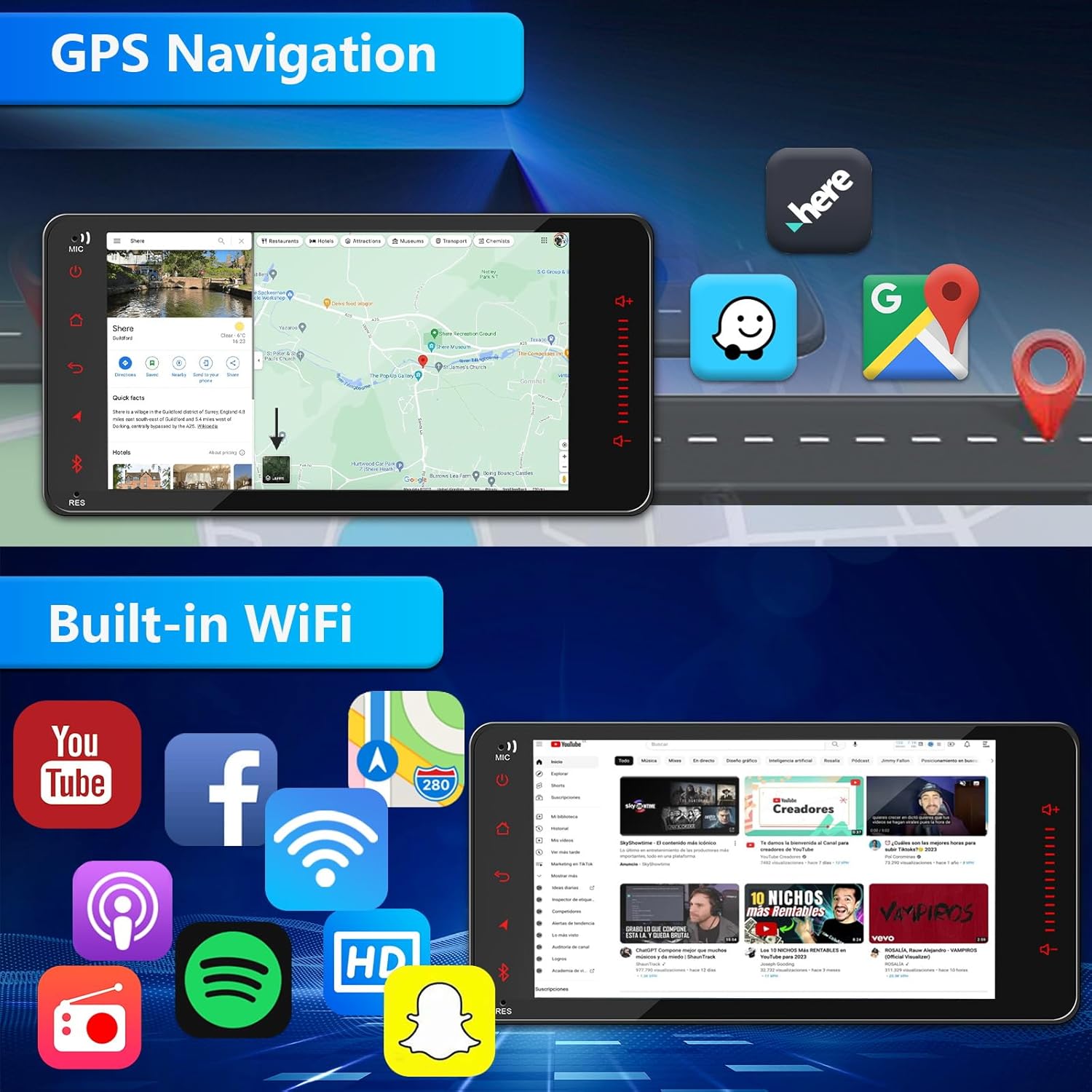 Car Stereo Touch Screen Radio with Navi WiFi Carplay Android Auto Plug Play for 4Runner 2003-2009/Tundra Sequoia 2003-2007 /Camry 2002-2006/RAV4 2000-2005/Scion xB xA xD iQ tC FRS 2004-2016