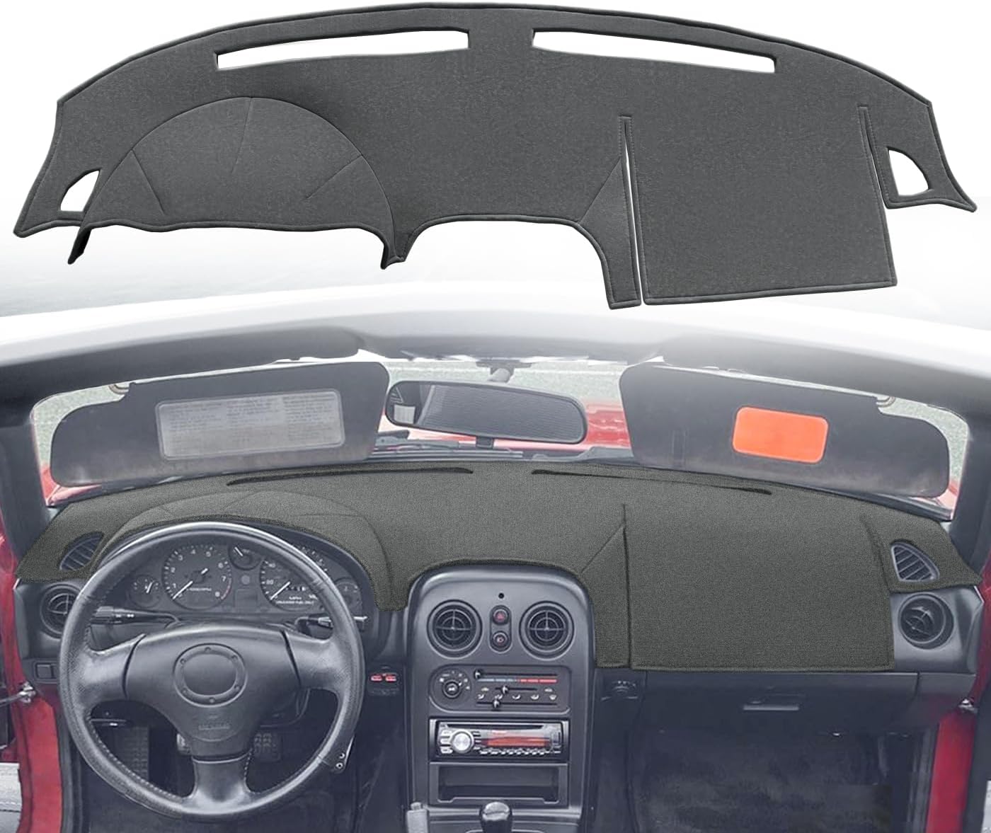 Dash Cover Mat Custom Fit for Mazda Miata Dashboard Pad Cap Carpet Protector K331 (Black)