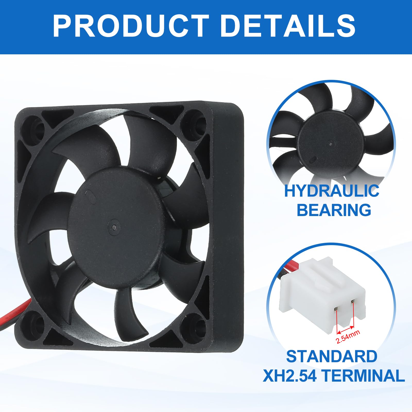 QUARKZMAN 2 szt. Wentylator zimny, osłabienie drukarki 3D 4010, 24 V 6000 obr./min, 40 x 40 x 10 mm, łożysko hydrauliczne XH2.54, zimno, osłabienie za pomocą kabla 30 cm, 2-pinowy terminal