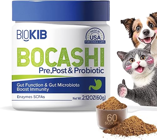 BOCASHI Probióticos para perros y gatos - Polvo nutricional fermentado para mascotas para salud digestiva, apoyo intestinal, diarrea y