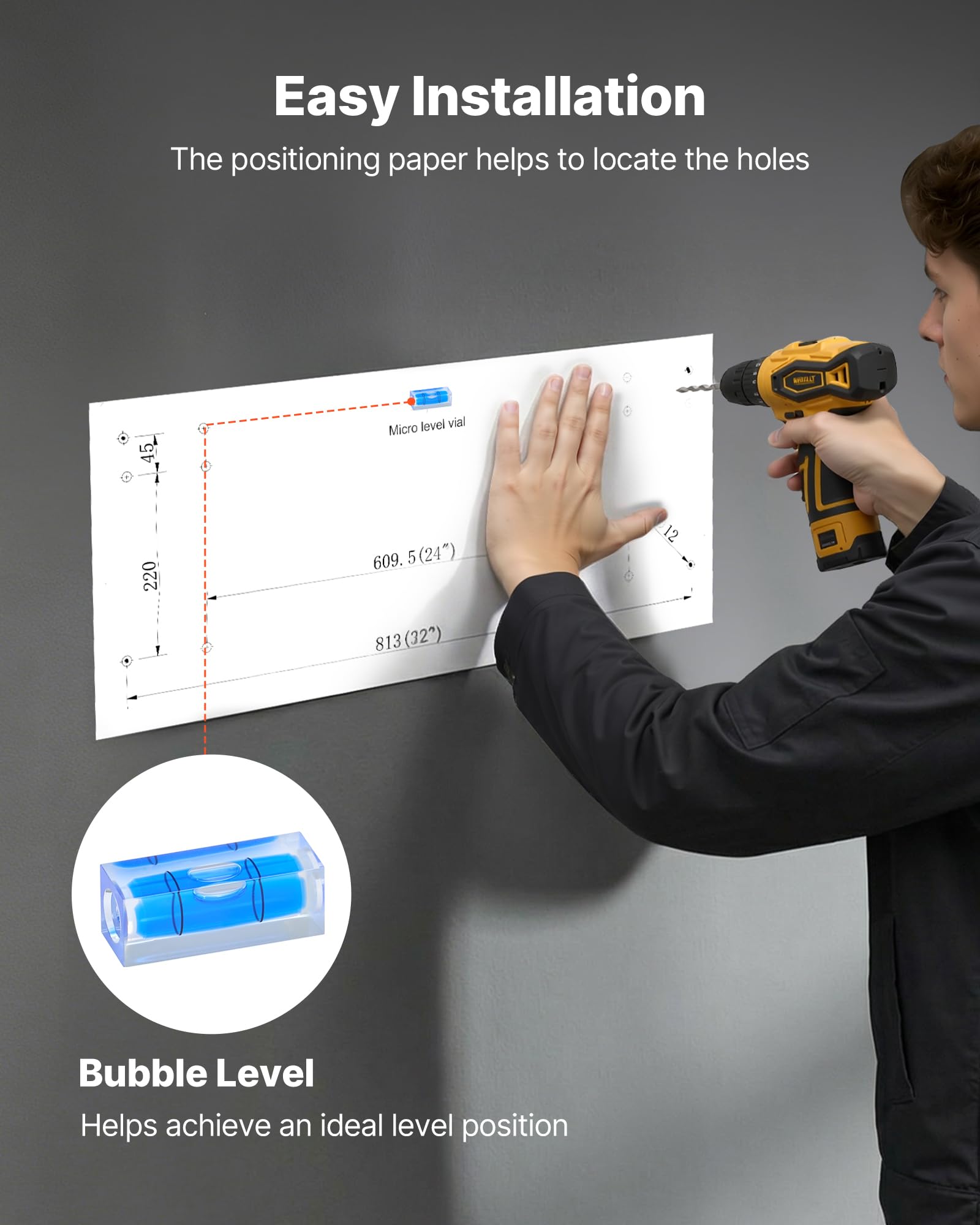 VEVOR 2-Tier Heavy Duty Wall Garage Shelving, 2 x 4 ft Steel Wall Mounted Shelving Unit with Hooks, 24 x 48 Inch Per Shelf Floating Storage Metal Rack for Garage, 520 lbs Total Weight Capacity, Black - 5